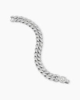 Curb Chain Bracelet in Platinum with Diamonds, 11.5mm